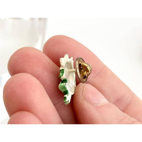 JJ Signed Frog Shaped Figural Enameled Vintage Cute Jewelry Brooch | Lapel Pin - Picture 7 of 15